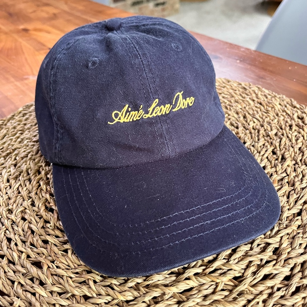 Aime Leon Dore Navy Blue Cap with Yellow Embroidery